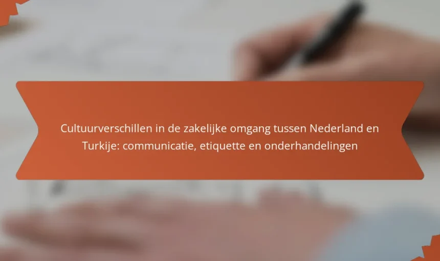 Cultuurverschillen in de zakelijke omgang tussen Nederland en Turkije: communicatie, etiquette en onderhandelingen