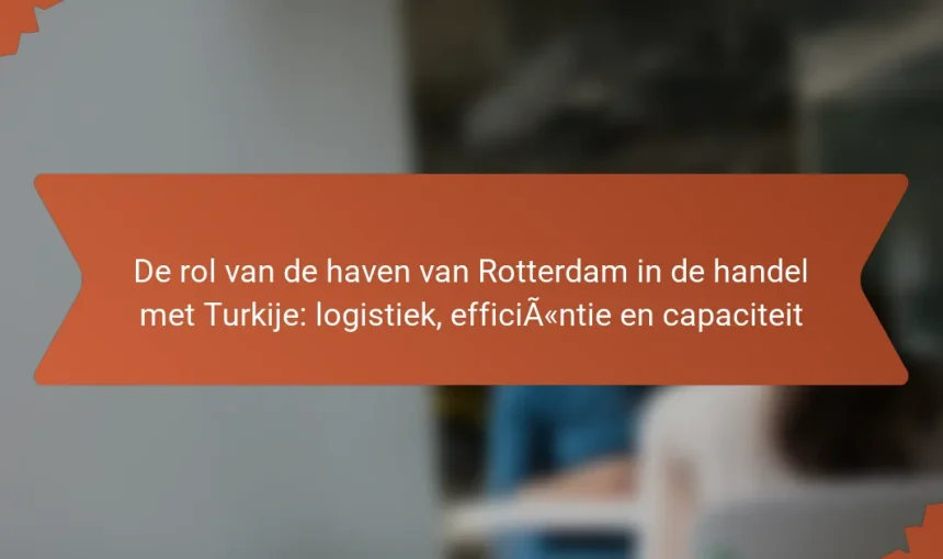 De rol van de haven van Rotterdam in de handel met Turkije: logistiek, efficiëntie en capaciteit