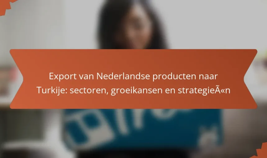 Export van Nederlandse producten naar Turkije: sectoren, groeikansen en strategieën