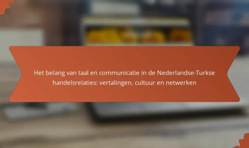 Het belang van taal en communicatie in de Nederlandse-Turkse handelsrelaties: vertalingen, cultuur en netwerken