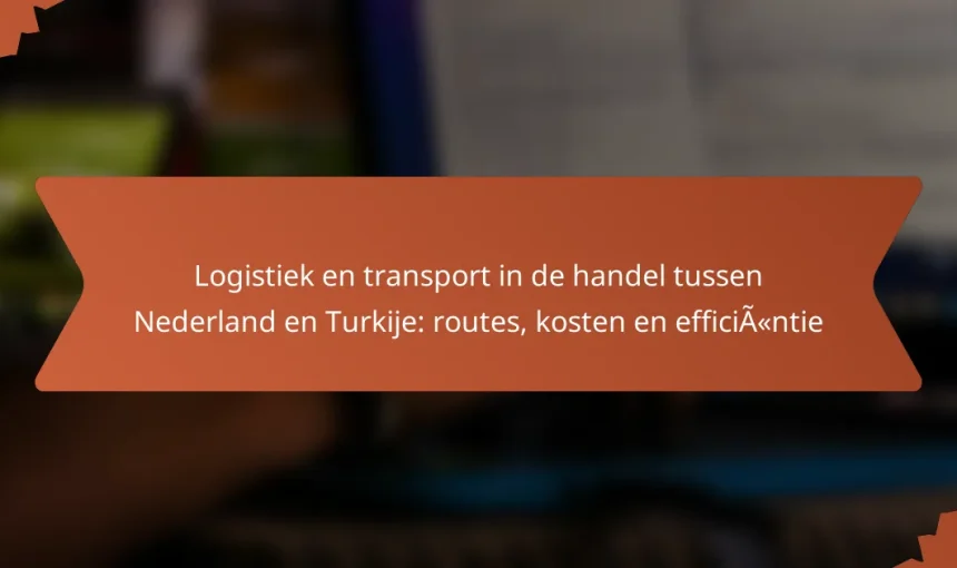 Logistiek en transport in de handel tussen Nederland en Turkije: routes, kosten en efficiëntie