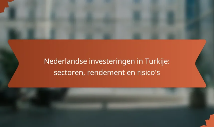 Nederlandse investeringen in Turkije: sectoren, rendement en risico’s