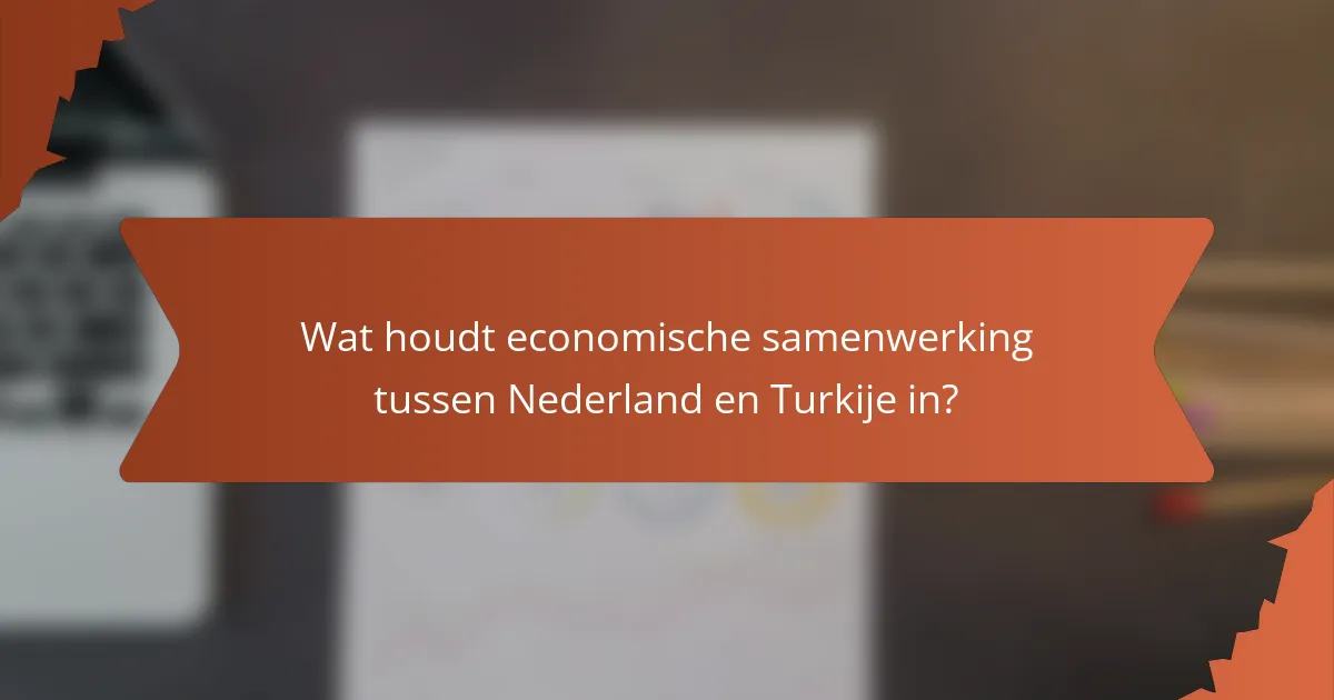 Wat houdt economische samenwerking tussen Nederland en Turkije in?