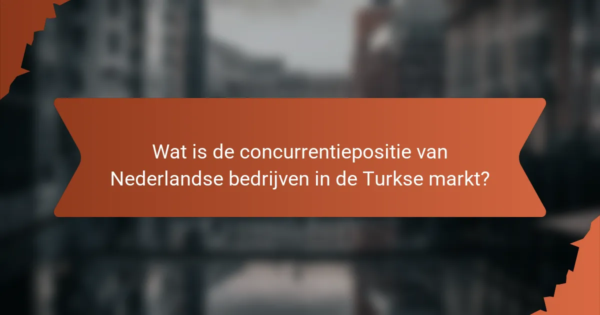 Wat is de concurrentiepositie van Nederlandse bedrijven in de Turkse markt?