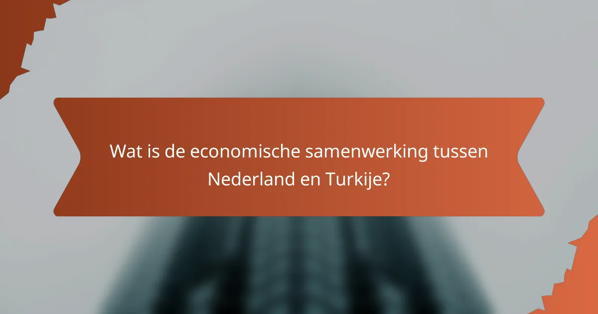 Wat is de economische samenwerking tussen Nederland en Turkije?