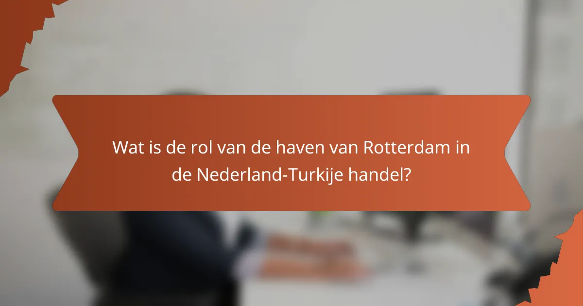 Wat is de rol van de haven van Rotterdam in de Nederland-Turkije handel?