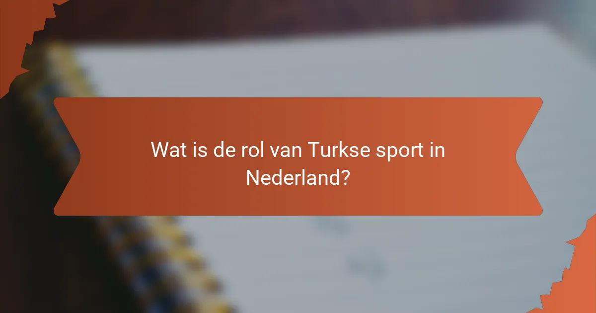 Wat is de rol van Turkse sport in Nederland?