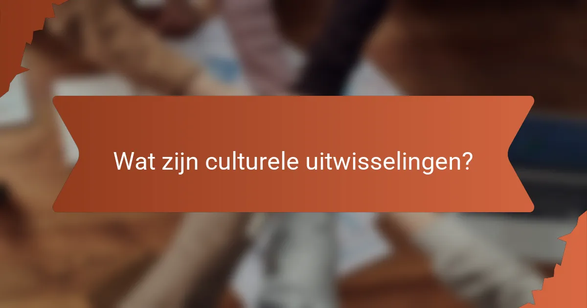 Wat zijn culturele uitwisselingen?
