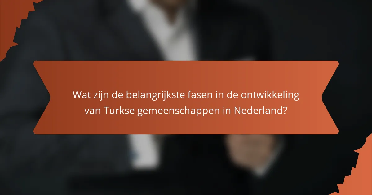 Wat zijn de belangrijkste fasen in de ontwikkeling van Turkse gemeenschappen in Nederland?