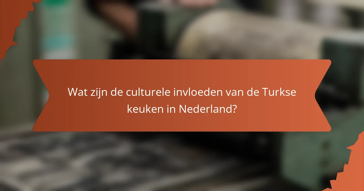 Wat zijn de culturele invloeden van de Turkse keuken in Nederland?