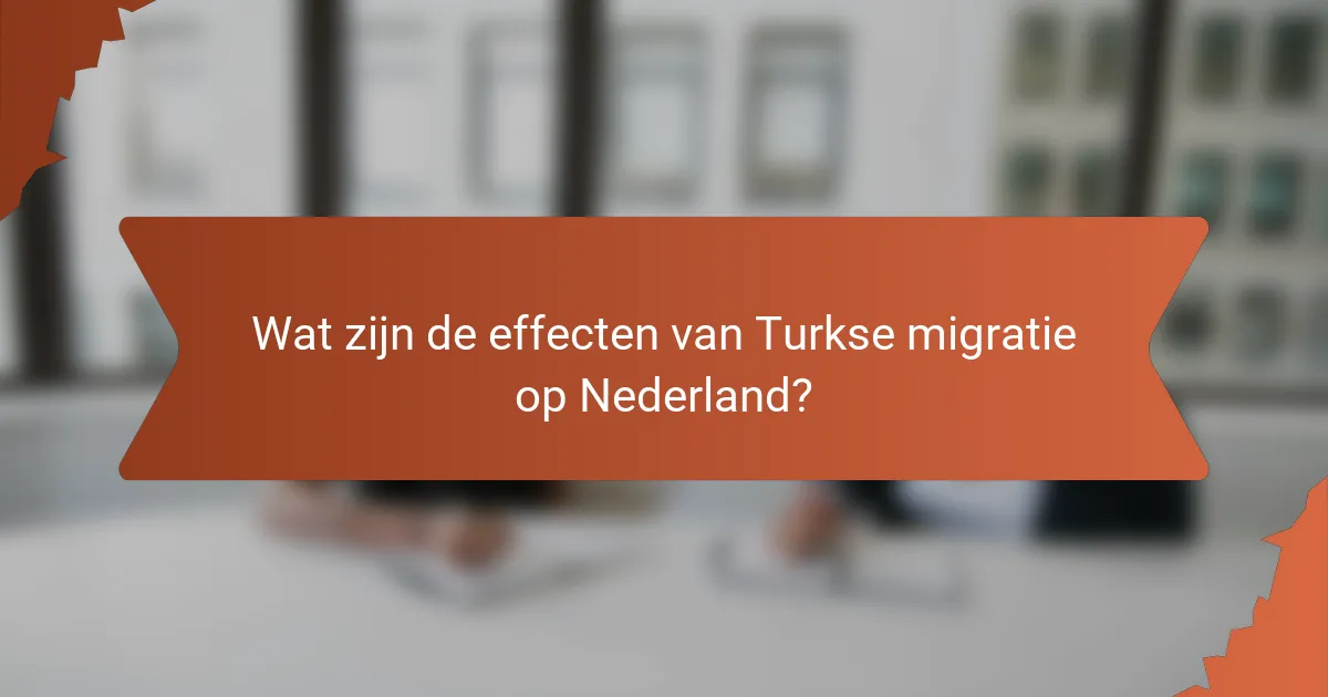 Wat zijn de effecten van Turkse migratie op Nederland?
