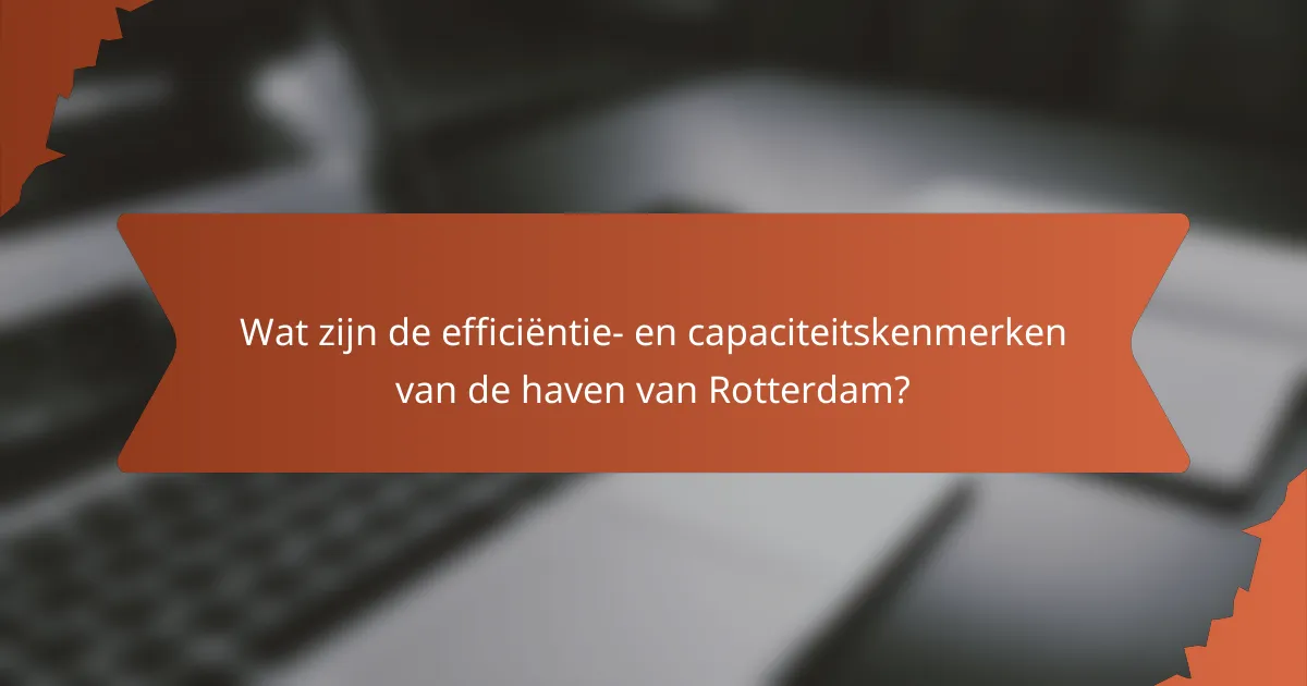 Wat zijn de efficiëntie- en capaciteitskenmerken van de haven van Rotterdam?