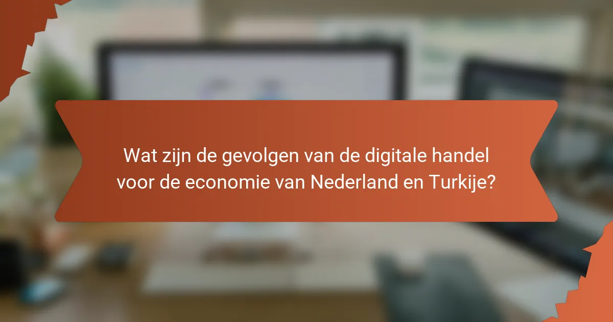 Wat zijn de gevolgen van de digitale handel voor de economie van Nederland en Turkije?