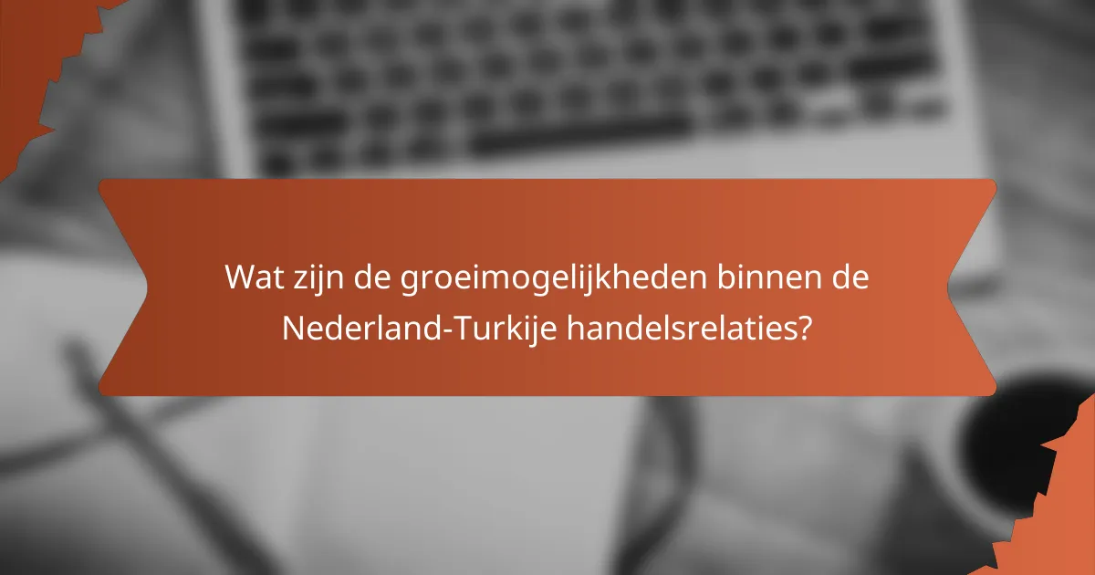 Wat zijn de groeimogelijkheden binnen de Nederland-Turkije handelsrelaties?