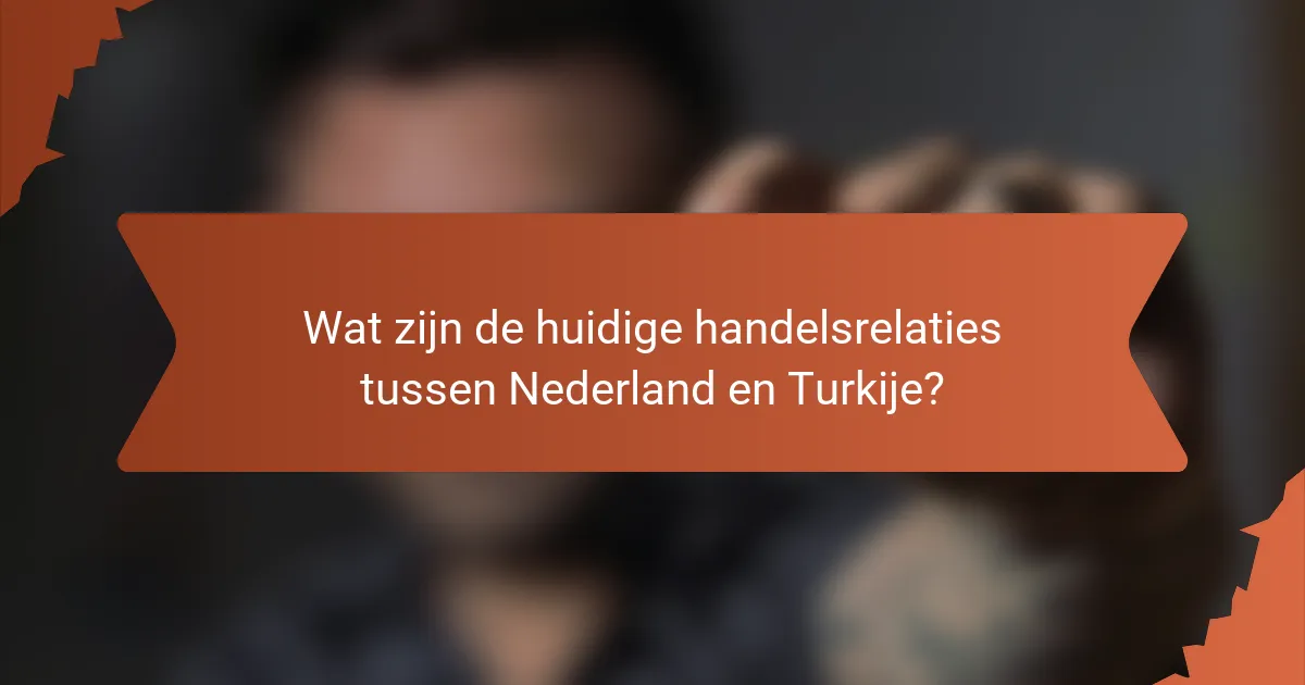 Wat zijn de huidige handelsrelaties tussen Nederland en Turkije?