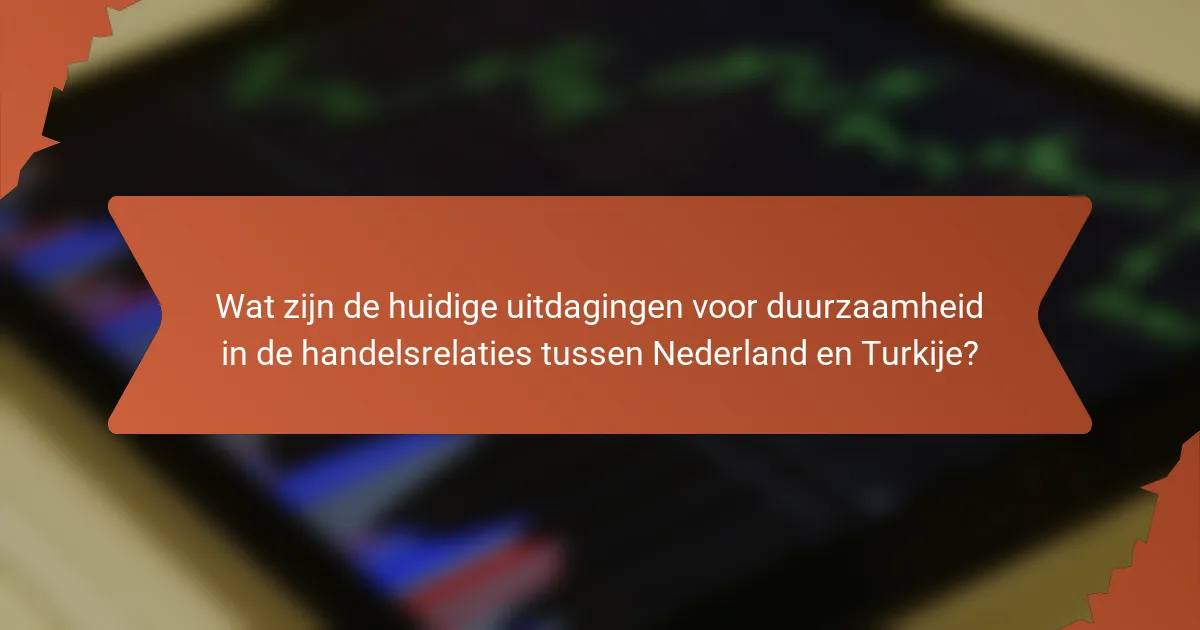 Wat zijn de huidige uitdagingen voor duurzaamheid in de handelsrelaties tussen Nederland en Turkije?