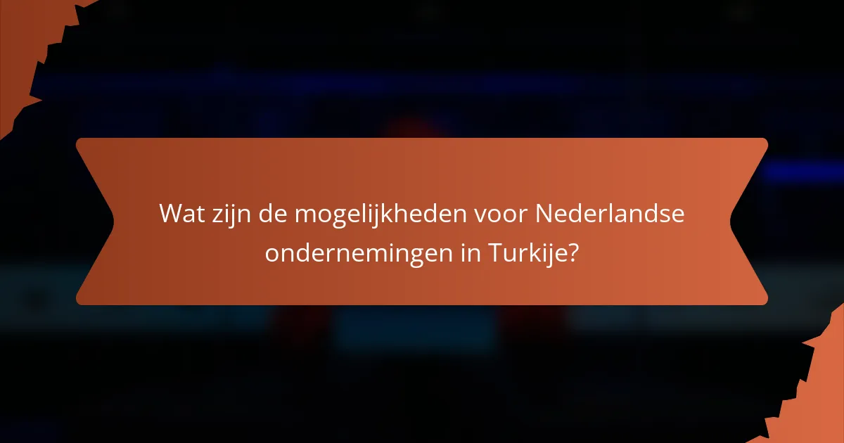 Wat zijn de mogelijkheden voor Nederlandse ondernemingen in Turkije?