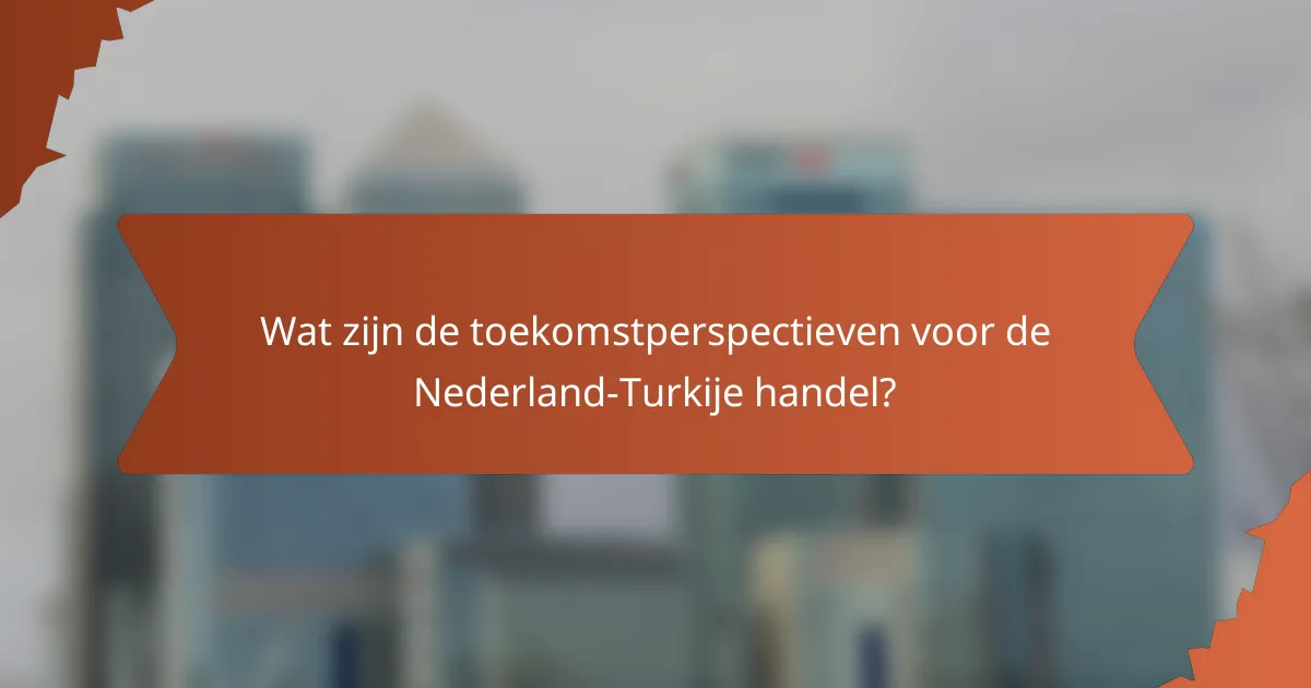 Wat zijn de toekomstperspectieven voor de Nederland-Turkije handel?