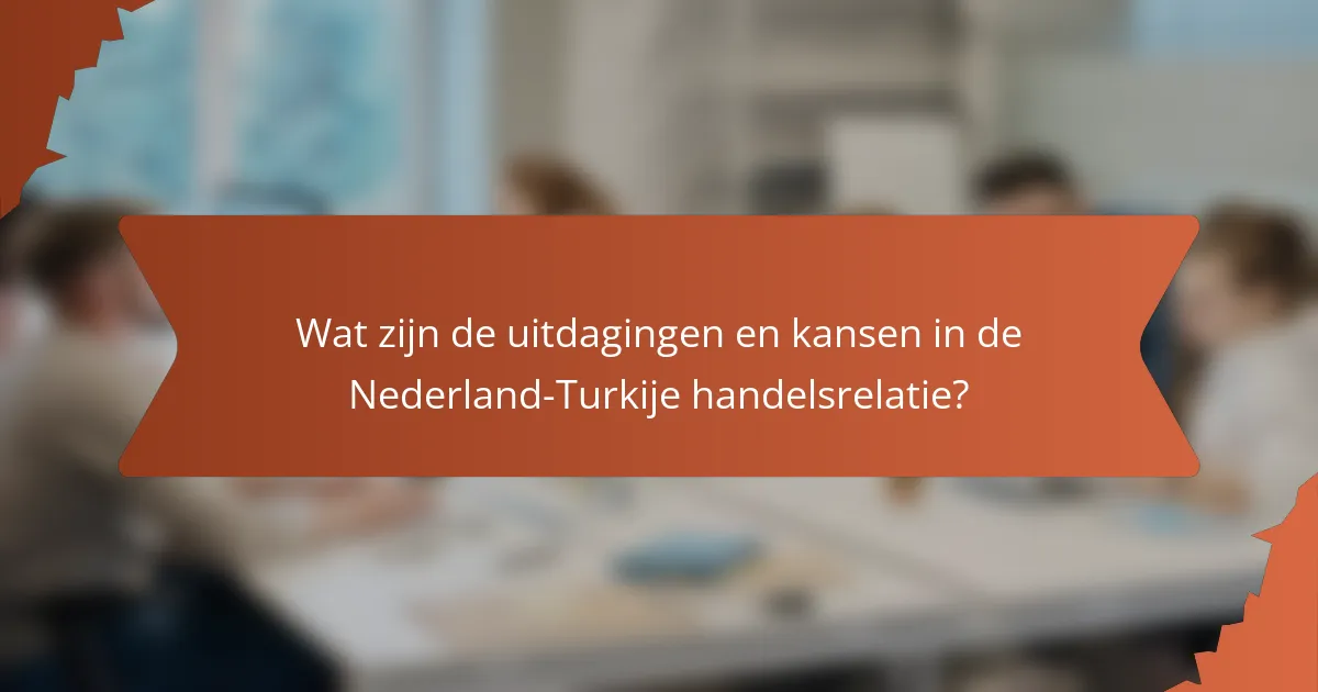 Wat zijn de uitdagingen en kansen in de Nederland-Turkije handelsrelatie?