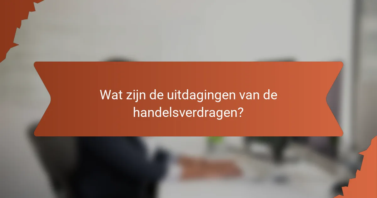 Wat zijn de uitdagingen van de handelsverdragen?