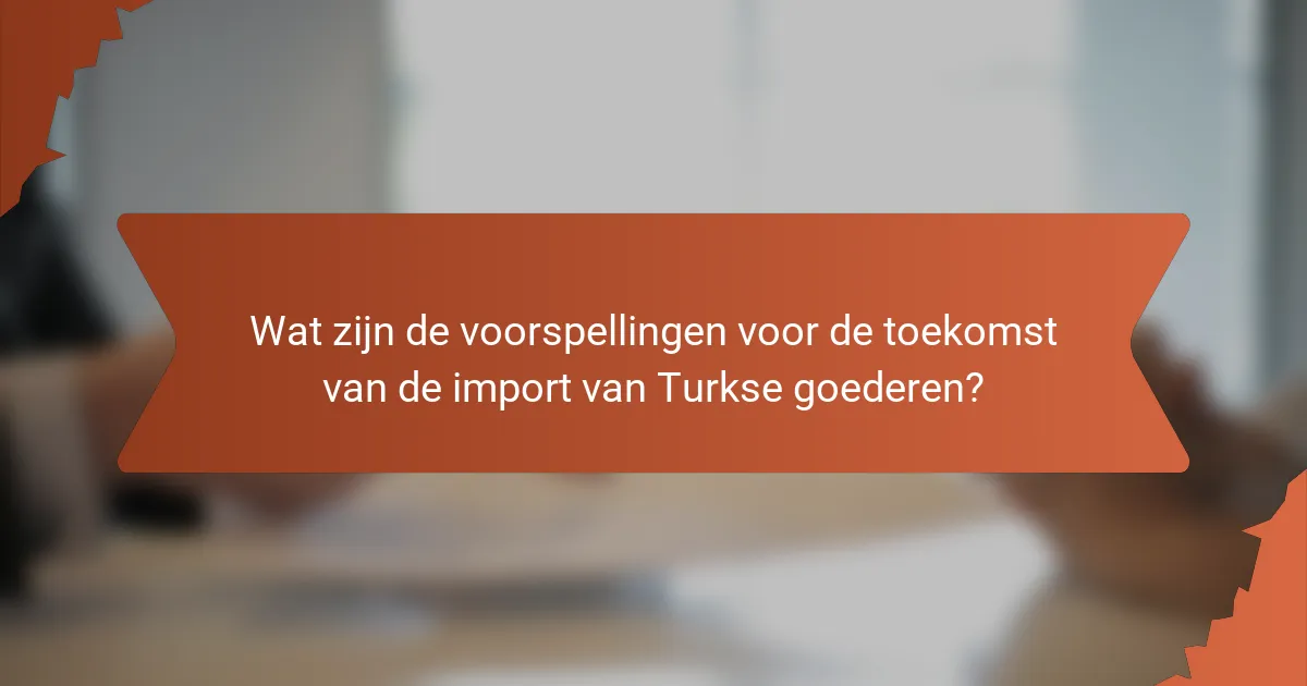 Wat zijn de voorspellingen voor de toekomst van de import van Turkse goederen?