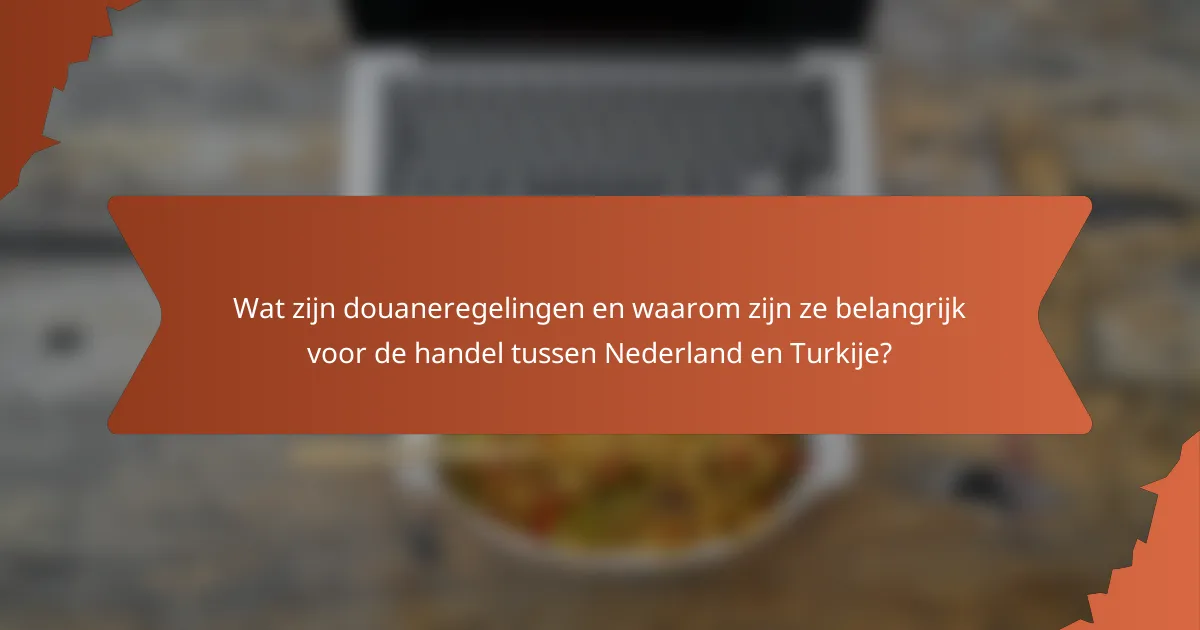 Wat zijn douaneregelingen en waarom zijn ze belangrijk voor de handel tussen Nederland en Turkije?