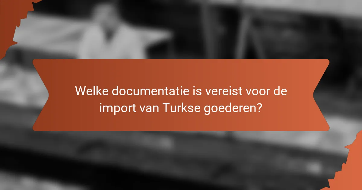 Welke documentatie is vereist voor de import van Turkse goederen?