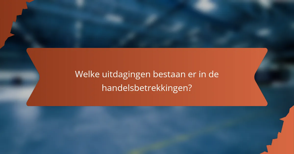 Welke uitdagingen bestaan er in de handelsbetrekkingen?