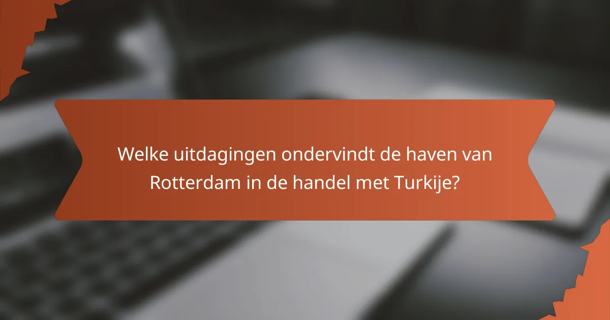 Welke uitdagingen ondervindt de haven van Rotterdam in de handel met Turkije?